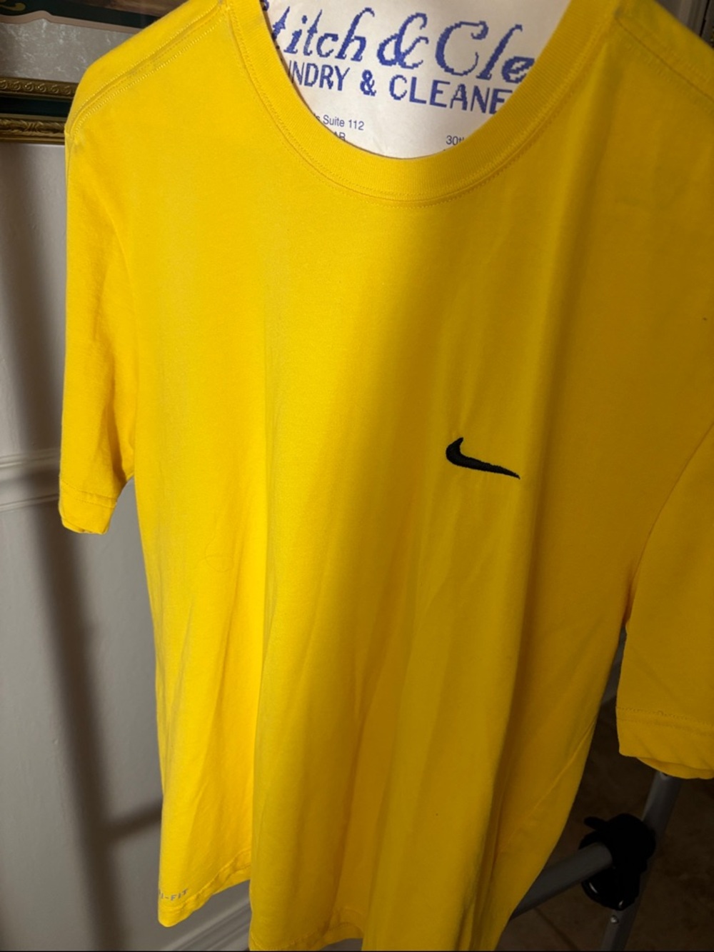 Nike Yellow Short Sleeve Dri-FIT Tee with Black Swoosh
